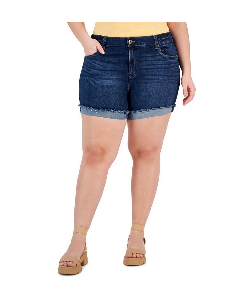 Trendy Plus Size Frayed Cuffed Denim Shorts Getaway $17.99 Shorts