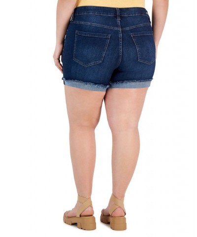 Trendy Plus Size Frayed Cuffed Denim Shorts Getaway $17.99 Shorts