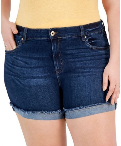 Trendy Plus Size Frayed Cuffed Denim Shorts Getaway $17.99 Shorts