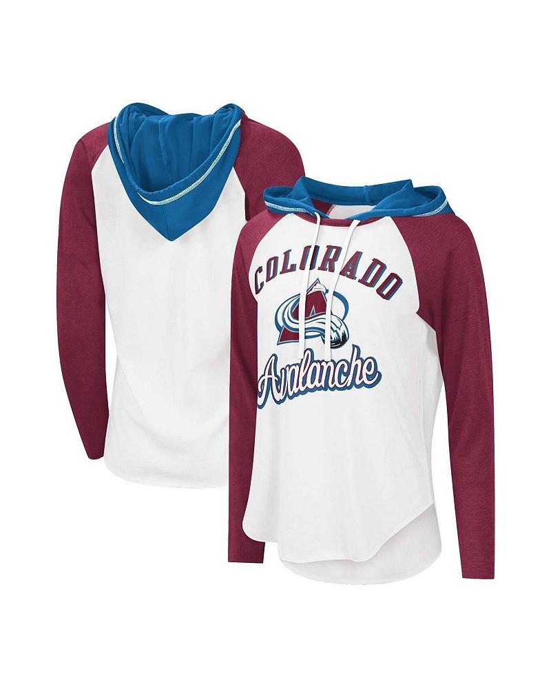 Women's Starter White Burgundy Colorado Avalanche MVP Raglan Hoodie T-shirt Red $23.00 Tops