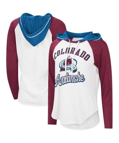 Women's Starter White Burgundy Colorado Avalanche MVP Raglan Hoodie T-shirt Red $23.00 Tops