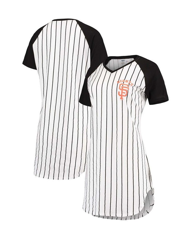 Women's San Francisco Giants Vigor Pinstripe Raglan V-Neck Nightshirt Red $20.21 Pajama