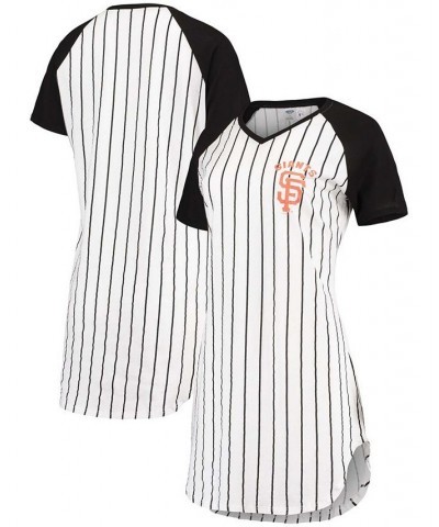 Women's San Francisco Giants Vigor Pinstripe Raglan V-Neck Nightshirt Red $20.21 Pajama