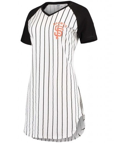 Women's San Francisco Giants Vigor Pinstripe Raglan V-Neck Nightshirt Red $20.21 Pajama