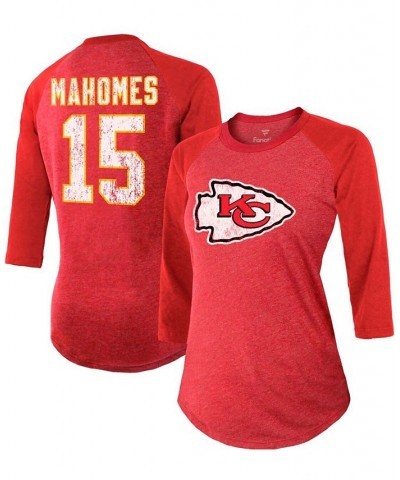 Women's Patrick Mahomes Red Kansas City Chiefs Player Name Number Raglan Tri-Blend 3/4 Sleeve T-shirt Red $24.00 Tops