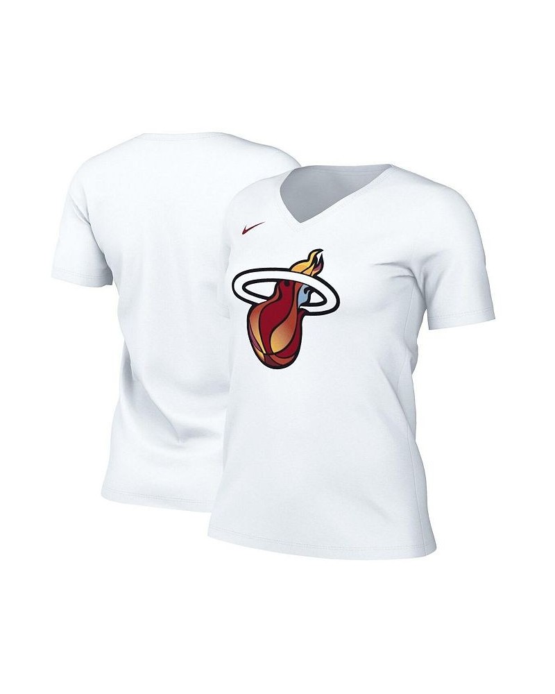 Women's White Miami Heat 2022/23 City Edition Essential V-Neck T-shirt White $18.45 Tops