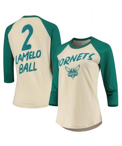 Women's LaMelo Ball Cream Charlotte Hornets NBA 3/4 Sleeve Raglan T-shirt Cream $21.84 Tops