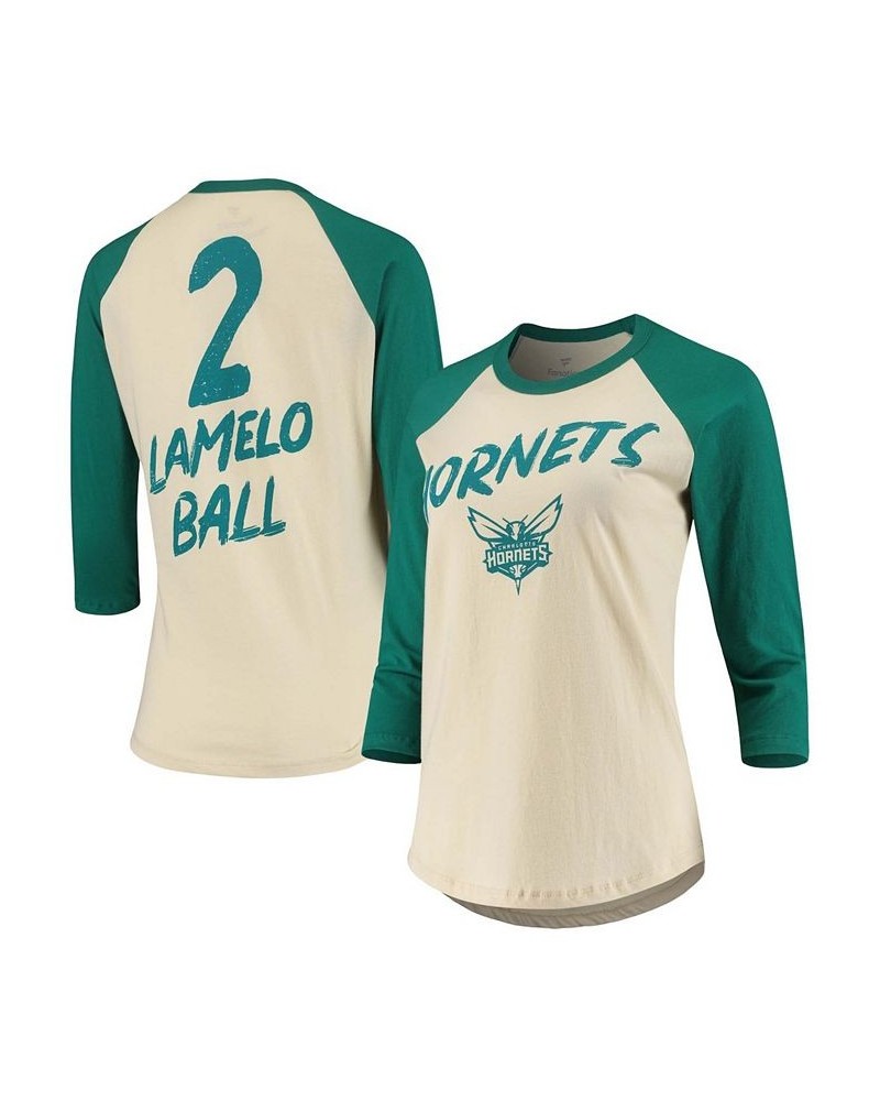 Women's LaMelo Ball Cream Charlotte Hornets NBA 3/4 Sleeve Raglan T-shirt Cream $21.84 Tops