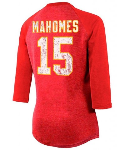 Women's Patrick Mahomes Red Kansas City Chiefs Player Name Number Raglan Tri-Blend 3/4 Sleeve T-shirt Red $24.00 Tops