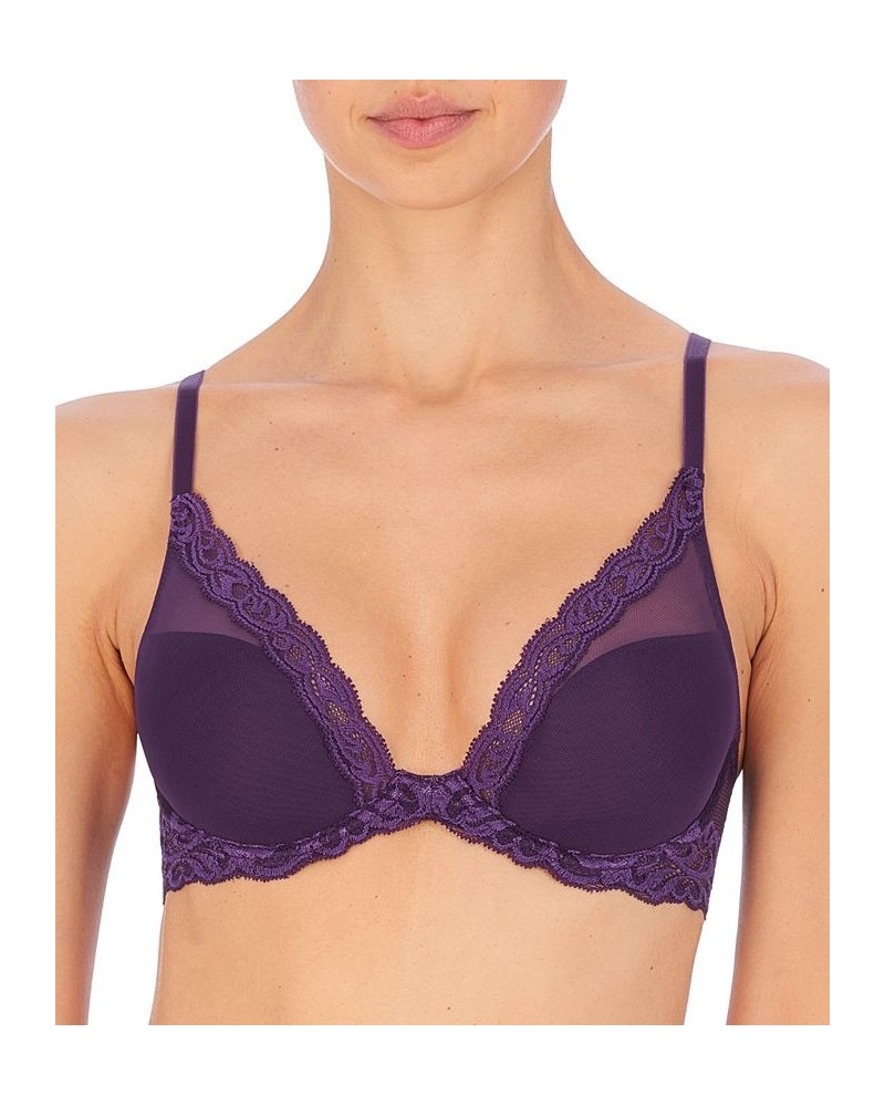 Feathers Contour Plunge Lace-Trim Bra 730023 Purple $23.41 Bras