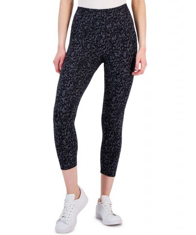 Petite Printed High-Rise Capri Leggings Black $18.29 Pants