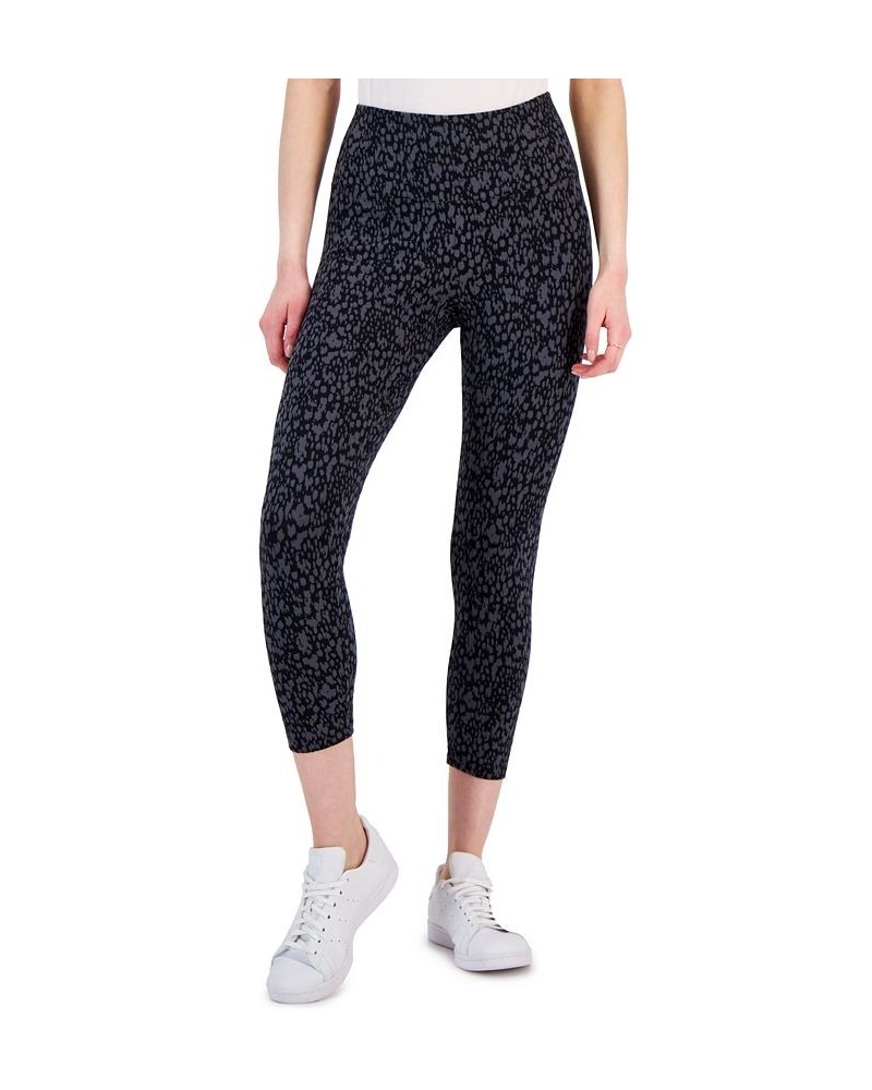 Petite Printed High-Rise Capri Leggings Black $18.29 Pants