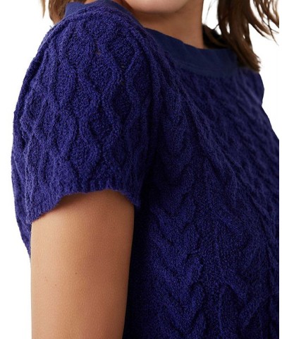 Women's Cable-Knit Baby Sweater T-Shirt Blue $43.12 Sweaters