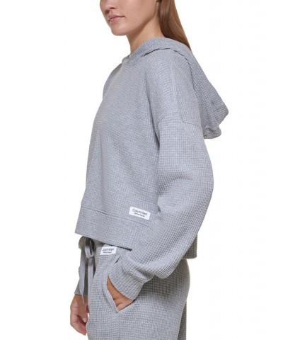 Waffle Hoodie Silver $22.38 Sweatshirts