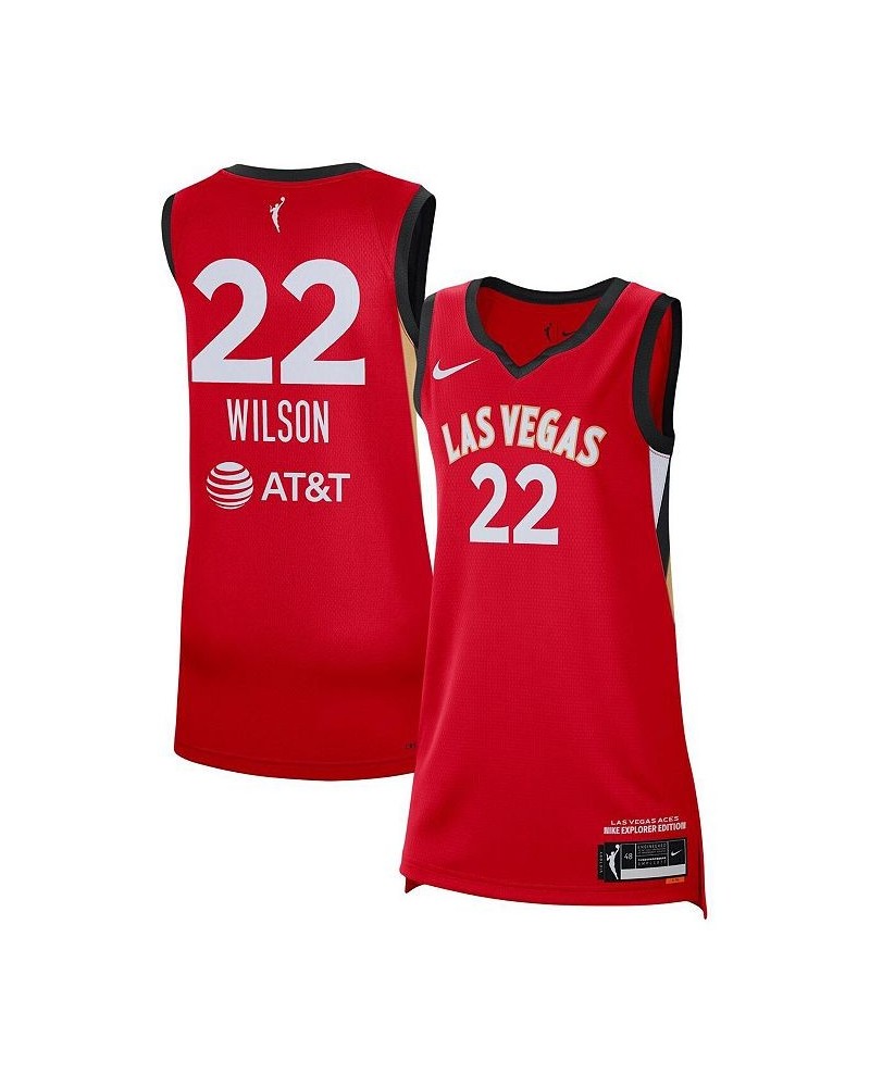 Women's A'ja Wilson Red Las Vegas Aces Explorer Edition Jersey Red $36.30 Jersey