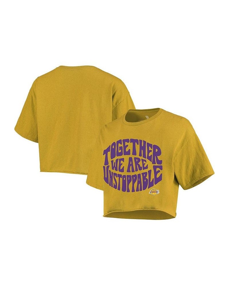 Women's Gold Los Angeles Lakers Positive Message Cropped T-shirt Gold $22.50 Tops