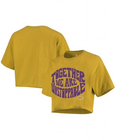 Women's Gold Los Angeles Lakers Positive Message Cropped T-shirt Gold $22.50 Tops