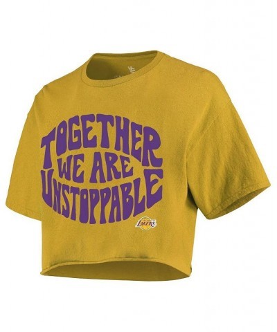 Women's Gold Los Angeles Lakers Positive Message Cropped T-shirt Gold $22.50 Tops