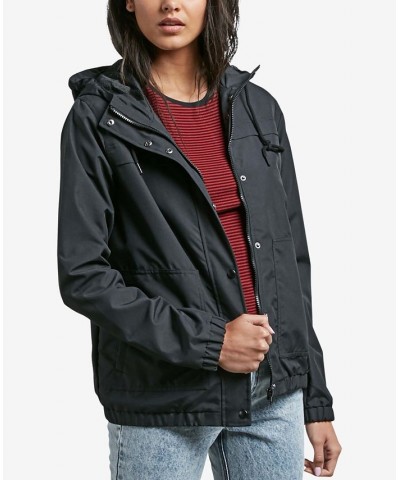 Juniors' Hooded Windbreaker Black $31.98 Jackets