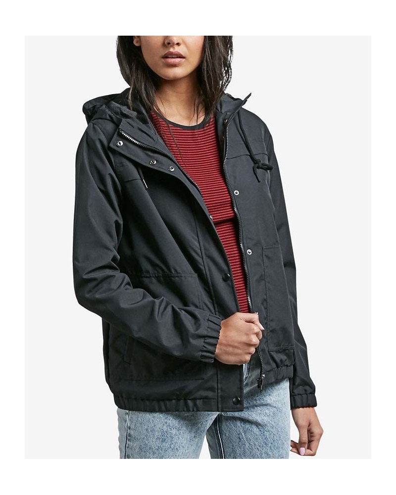 Juniors' Hooded Windbreaker Black $31.98 Jackets