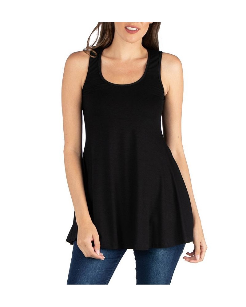 Women's Scoop Neck Sleeveless Tunic Top Black $19.16 Tops