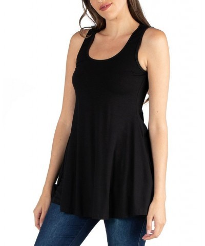 Women's Scoop Neck Sleeveless Tunic Top Black $19.16 Tops