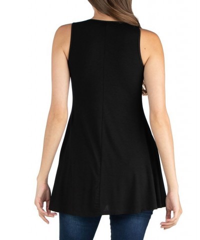 Women's Scoop Neck Sleeveless Tunic Top Black $19.16 Tops