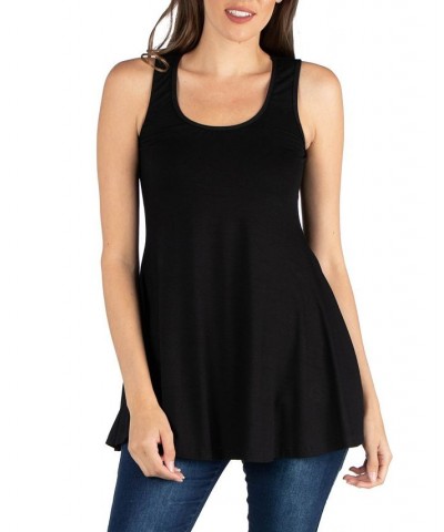 Women's Scoop Neck Sleeveless Tunic Top Black $19.16 Tops