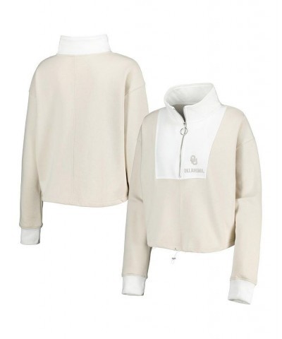 Women's Tan White Oklahoma Sooners Color-Block Quarter-Zip Jacket Tan, White $36.55 Jackets