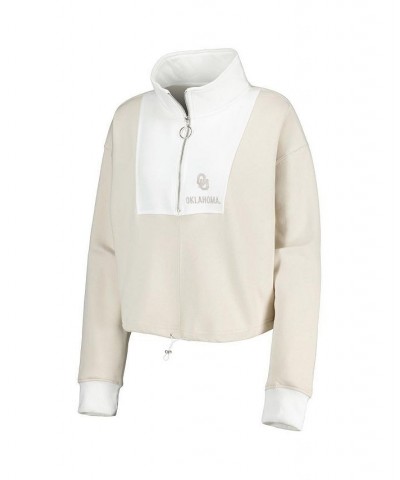 Women's Tan White Oklahoma Sooners Color-Block Quarter-Zip Jacket Tan, White $36.55 Jackets