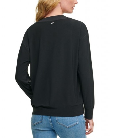 Faux-Leather Front Sweatshirt Black $31.70 Sweatshirts