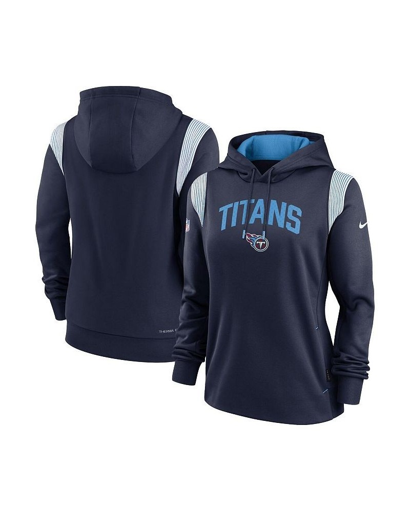 Women's Navy Tennessee Titans Sideline Stack Performance Pullover Hoodie Navy $49.39 Sweatshirts