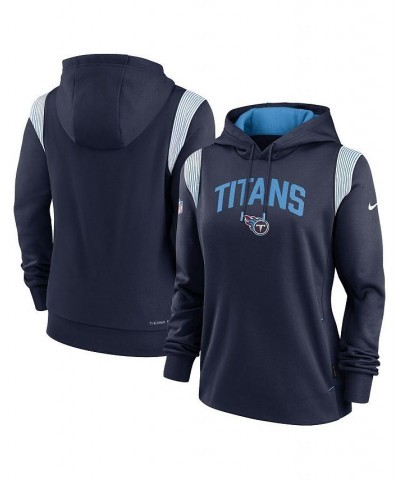 Women's Navy Tennessee Titans Sideline Stack Performance Pullover Hoodie Navy $49.39 Sweatshirts