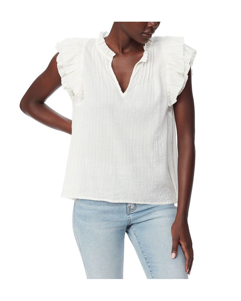 Women's Printed Rey Cotton Pleat-Sleeve Top White $37.38 Tops