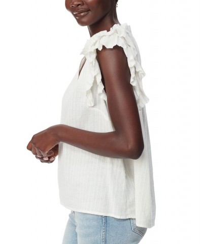 Women's Printed Rey Cotton Pleat-Sleeve Top White $37.38 Tops