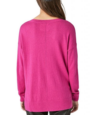 Women's Cloud-Soft V-Neck Long-Sleeve Sweater Pink $29.85 Sweaters