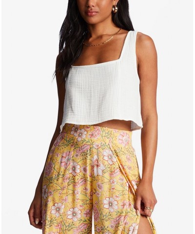 Juniors' Open Skies Cotton Sleeveless Crop Top Salt Crystal $19.98 Tops