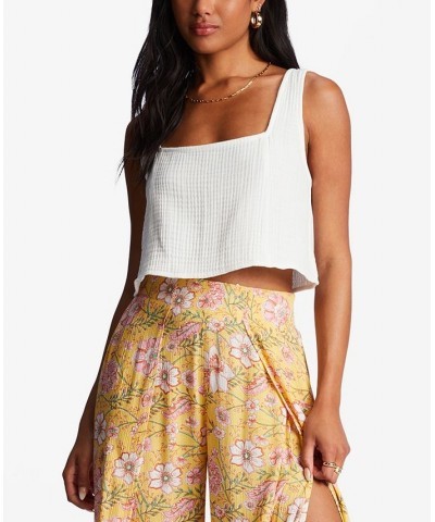 Juniors' Open Skies Cotton Sleeveless Crop Top Salt Crystal $19.98 Tops