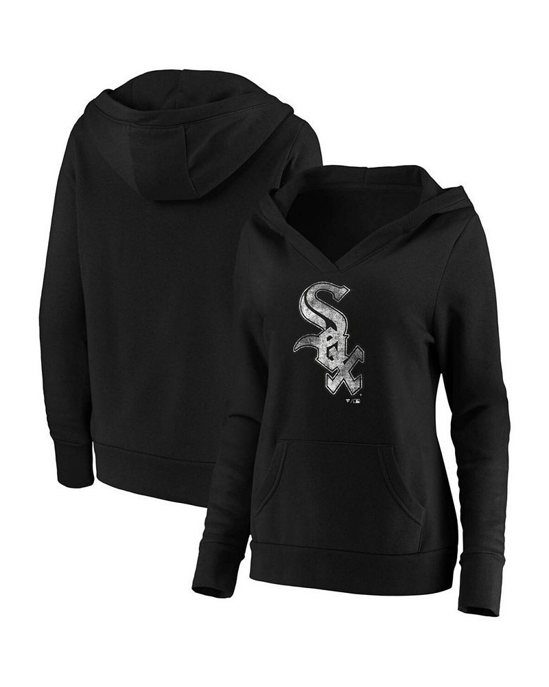 Plus Size Black Chicago White Sox Core Team Crossover V-Neck Pullover Hoodie Black $36.00 Sweatshirts