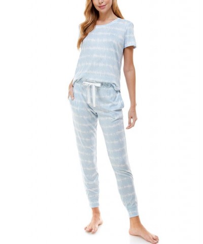 Scoop Neck T-Shirt & Jogger Pants Pajama Set Tubular Tie Dye Blue Fog $12.00 Sleepwear