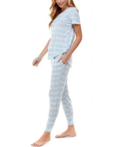 Scoop Neck T-Shirt & Jogger Pants Pajama Set Tubular Tie Dye Blue Fog $12.00 Sleepwear