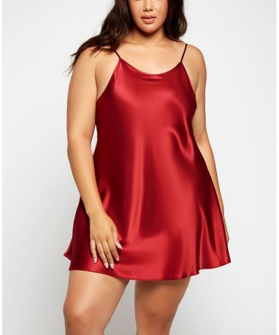 Women's Ultra Soft Satin Chemise Lingerie with Adjustable Straps Burgundy $27.30 Lingerie