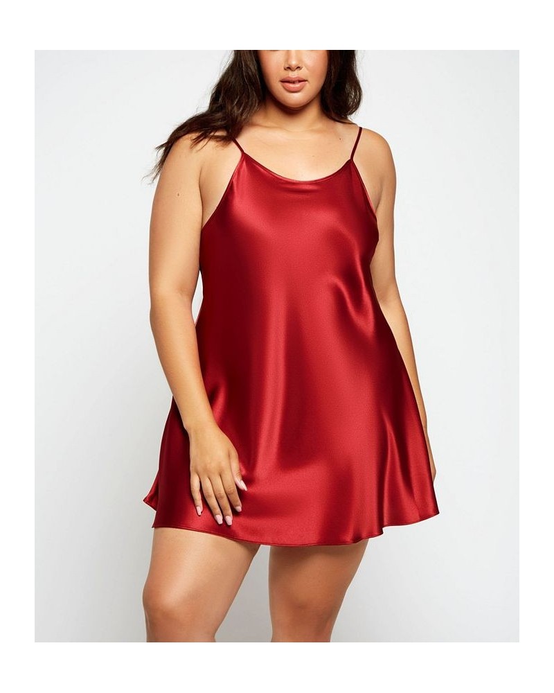 Women's Ultra Soft Satin Chemise Lingerie with Adjustable Straps Burgundy $27.30 Lingerie