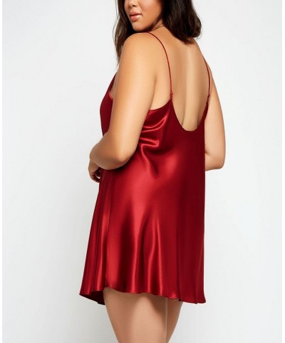 Women's Ultra Soft Satin Chemise Lingerie with Adjustable Straps Burgundy $27.30 Lingerie