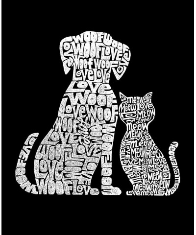 Women's Long Sleeve Word Art Dogs and Cats T-shirt Black $19.97 Tops