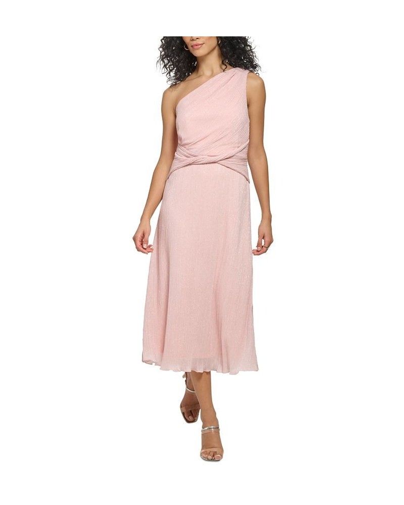 Women's Pleated One-Shoulder Midi Dress Blush $100.38 Dresses