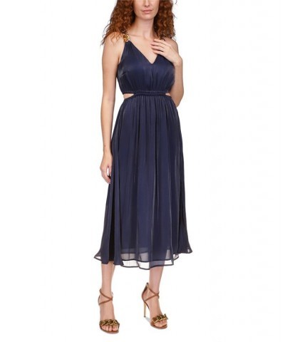 Petite Side-Cutout Chain-Strap Dress Blue $88.80 Dresses