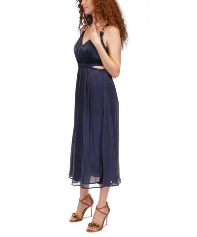 Petite Side-Cutout Chain-Strap Dress Blue $88.80 Dresses