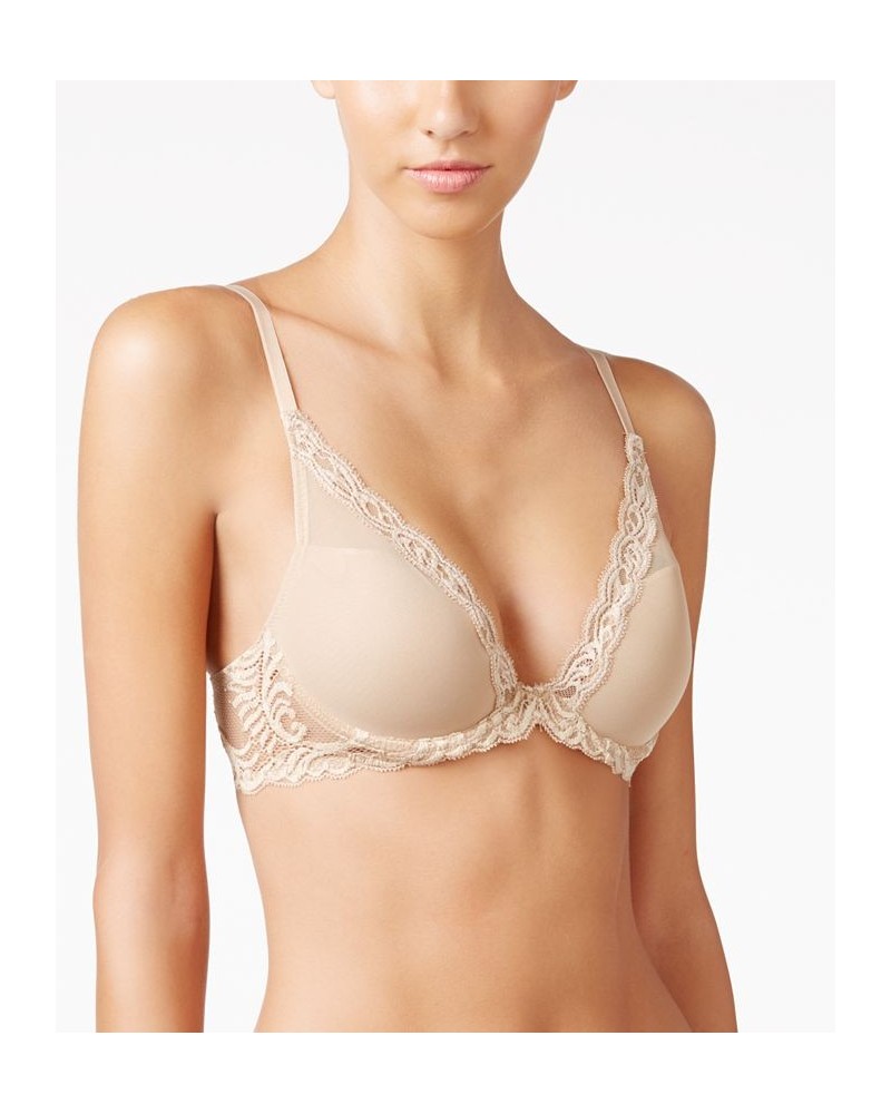 Feathers Contour Plunge Lace-Trim Bra 730023 Cafe (Nude 5) $29.79 Bras