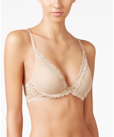 Feathers Contour Plunge Lace-Trim Bra 730023 Cafe (Nude 5) $29.79 Bras